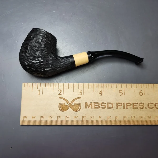 MBSD Briars by Piero Vitale Black Rusticated Brandy w/ Boxwood Briar Pipe, New - Image 9