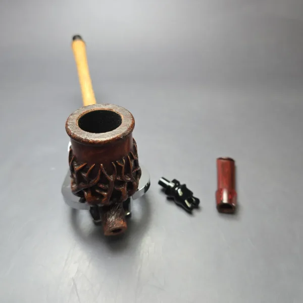Moonlight Pipes "Sprouting Cavalier" w/ Oak Handmade Briar Pipe, New - Image 11