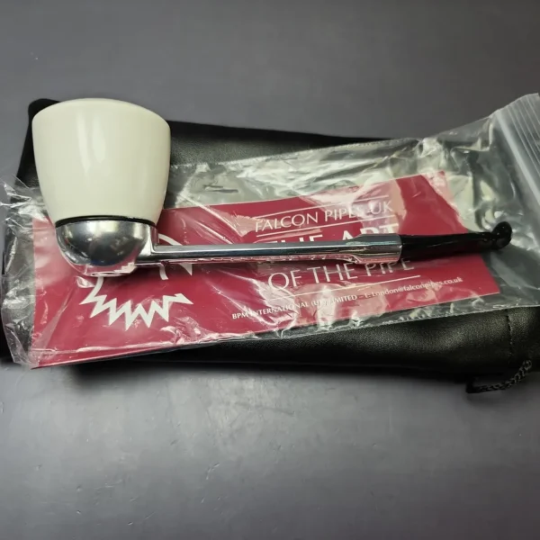 Falcon Chrome Dental w/ MBSD Meerschaum Dublin Block Meerschaum Bowl Pipe, New - Image 11