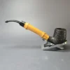Dunhill 1983 Shell Briar 41022 Sandblasted Bent Billiard w/ Bamboo Estate Briar Pipe, English Estates - Image 4