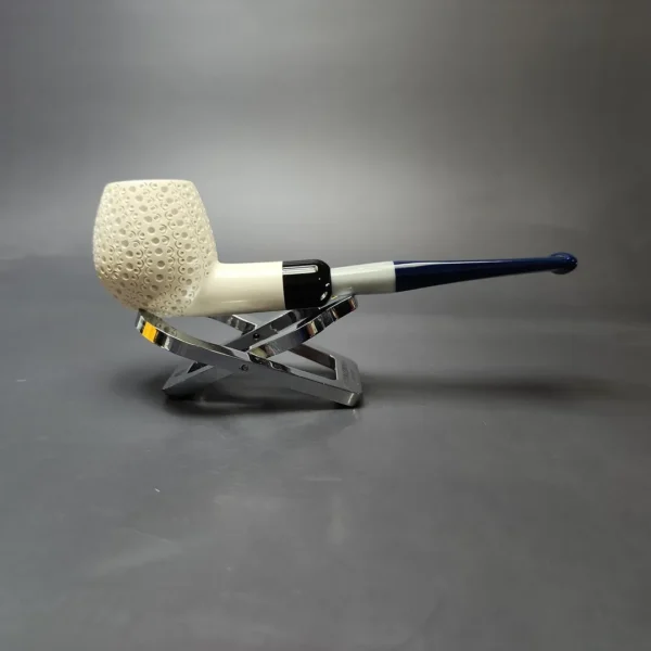 Lattice Carved Apple Estate Block Meerschaum Pipe w/ Case, Unsmoked - Image 3