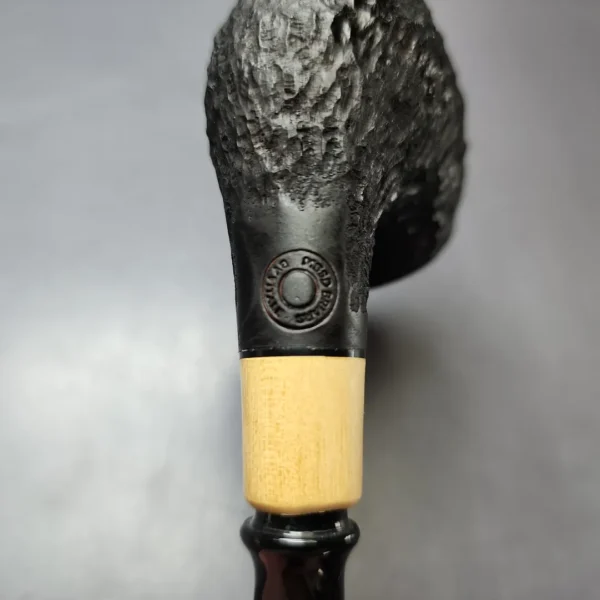 MBSD Briars by Piero Vitale Black Rusticated Brandy w/ Boxwood Briar Pipe, New - Image 11