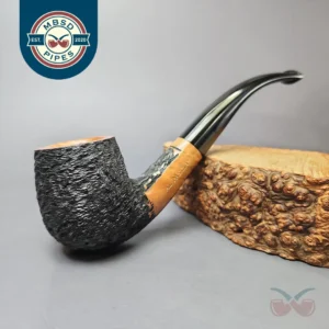 Al Pascia Classic Line Partially Rusticated Bent Billiard Estate Briar Pipe, Unsmoked