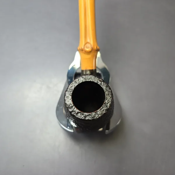 Dunhill 1983 Shell Briar 41022 Sandblasted Bent Billiard w/ Bamboo Estate Briar Pipe, English Estates - Image 5