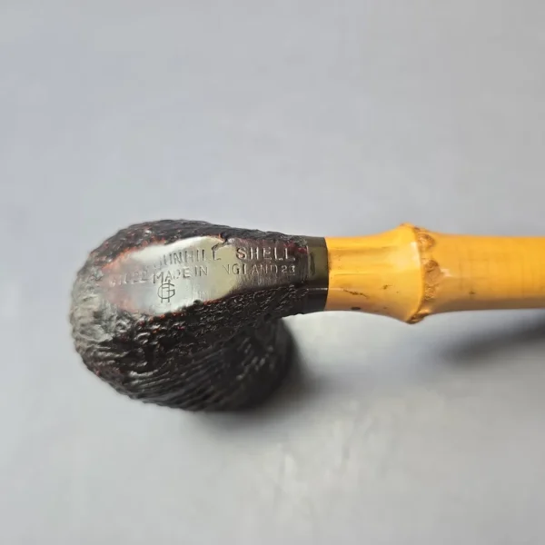 Dunhill 1983 Shell Briar 41022 Sandblasted Bent Billiard w/ Bamboo Estate Briar Pipe, English Estates - Image 9