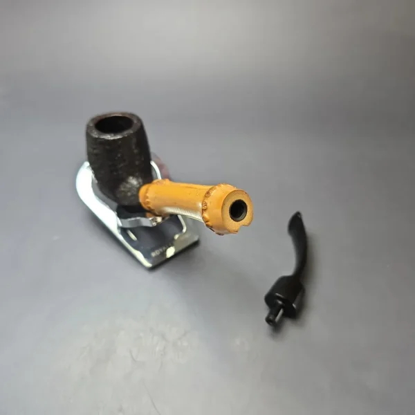 Dunhill 1983 Shell Briar 41022 Sandblasted Bent Billiard w/ Bamboo Estate Briar Pipe, English Estates - Image 12