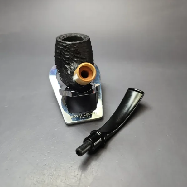 MBSD Briars by Piero Vitale Black Rusticated Brandy w/ Boxwood Briar Pipe, New - Image 12