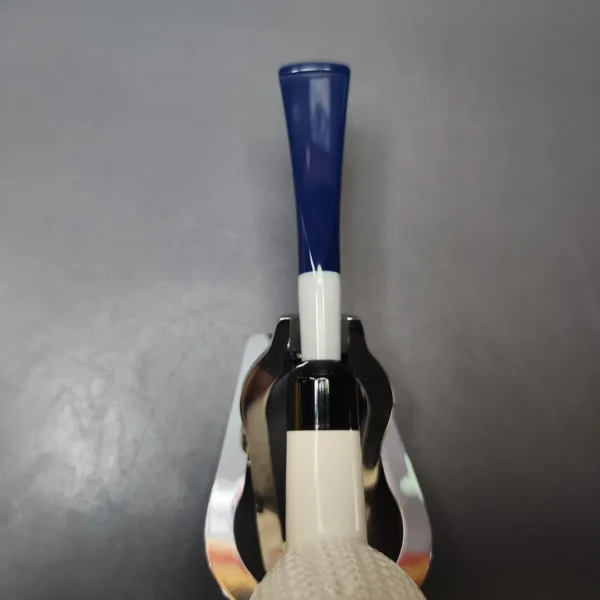 Lattice Carved Apple Estate Block Meerschaum Pipe w/ Case, Unsmoked - Image 6