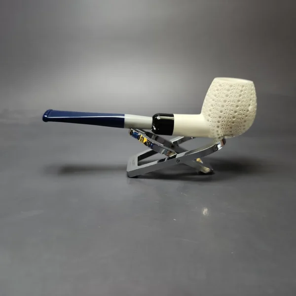 Lattice Carved Apple Estate Block Meerschaum Pipe w/ Case, Unsmoked - Image 8