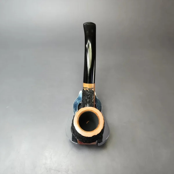 Al Pascia Classic Line Partially Rusticated Bent Billiard Estate Briar Pipe, Unsmoked - Image 6