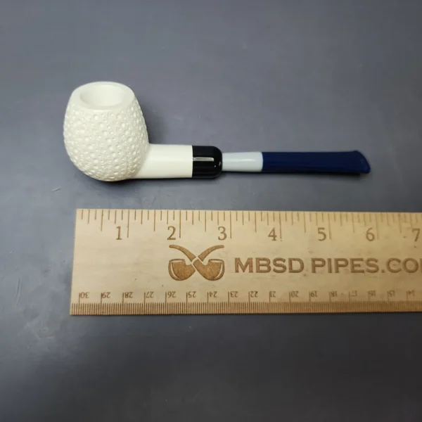 Lattice Carved Apple Estate Block Meerschaum Pipe w/ Case, Unsmoked - Image 9