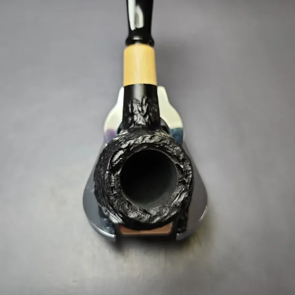 MBSD Briars by Piero Vitale Black Rusticated Author w/ Boxwood Briar Pipe, New - Image 5