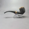 Al Pascia Classic Line Partially Rusticated Bent Billiard Estate Briar Pipe, Unsmoked - Image 7