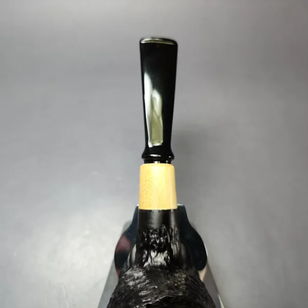 MBSD Briars by Piero Vitale Black Rusticated Author w/ Boxwood Briar Pipe, New - Image 6