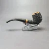 Al Pascia Classic Line Partially Rusticated Bent Billiard Estate Briar Pipe, Unsmoked - Image 8