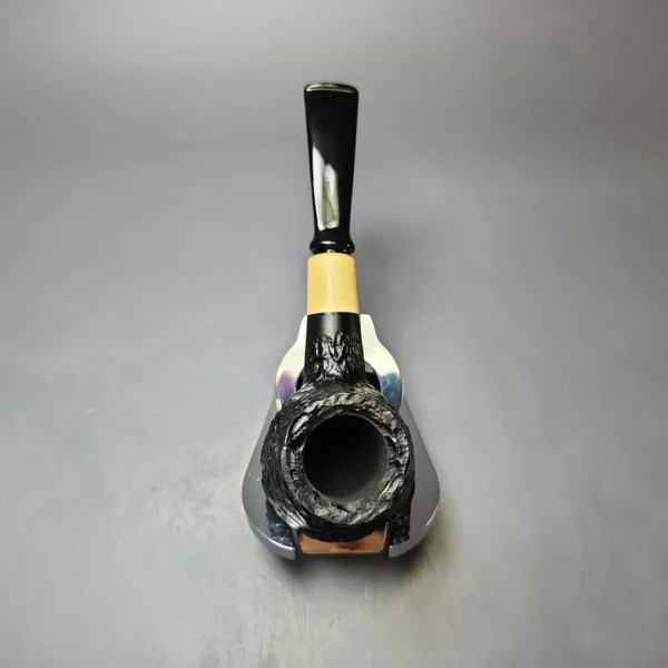 MBSD Briars by Piero Vitale Black Rusticated Author w/ Boxwood Briar Pipe, New - Image 7