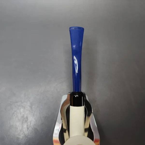 Smooth Bent Dublin w/ Blue Stem & Case Estate Block Meerschaum Pipe, Unsmoked - Image 6