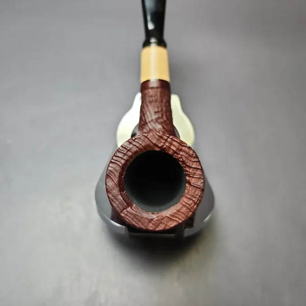 MBSD Briars by Piero Vitale Red Sandblasted Billiard w/ Boxwood Briar Pipe, New - Image 5