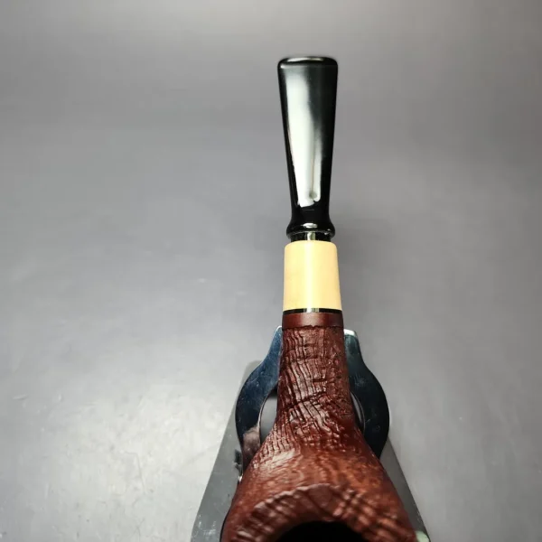 MBSD Briars by Piero Vitale Red Sandblasted Billiard w/ Boxwood Briar Pipe, New - Image 6