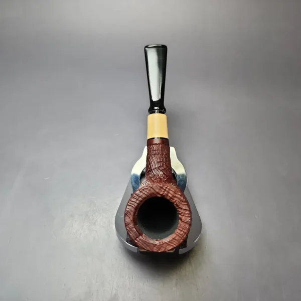 MBSD Briars by Piero Vitale Red Sandblasted Billiard w/ Boxwood Briar Pipe, New - Image 7