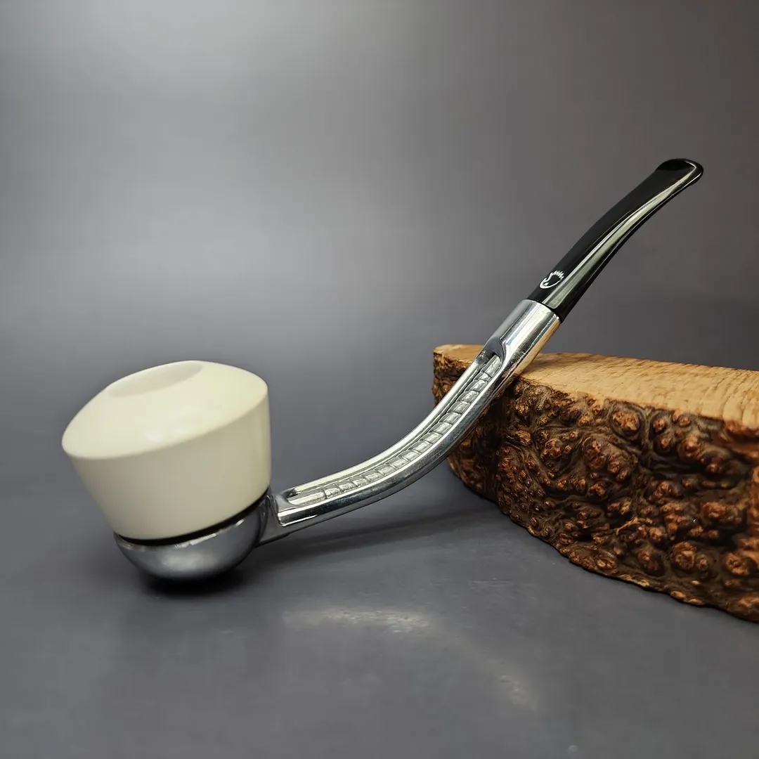 Falcon Classic Bent w/ MBSD Meerschaum Rhodesian Block Meerschaum Bowl Pipe, New - Image 2
