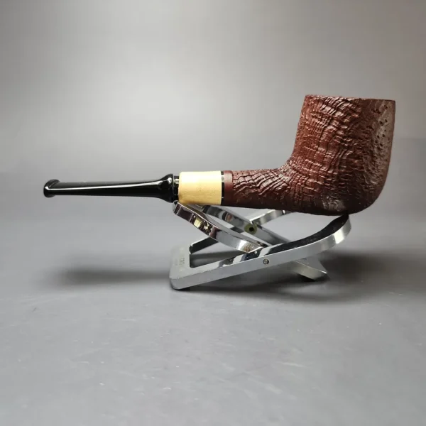 MBSD Briars by Piero Vitale Red Sandblasted Billiard w/ Boxwood Briar Pipe, New - Image 8