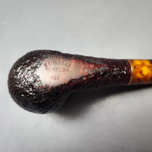 Savinelli Tortuga 626 Partially Rusticated Apple Estate Briar Pipe, Unsmoked, 6mm - Image 13
