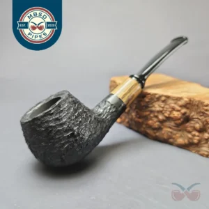 MBSD Briars by Piero Vitale Black Rusticated Author w/ Boxwood Briar Pipe, New
