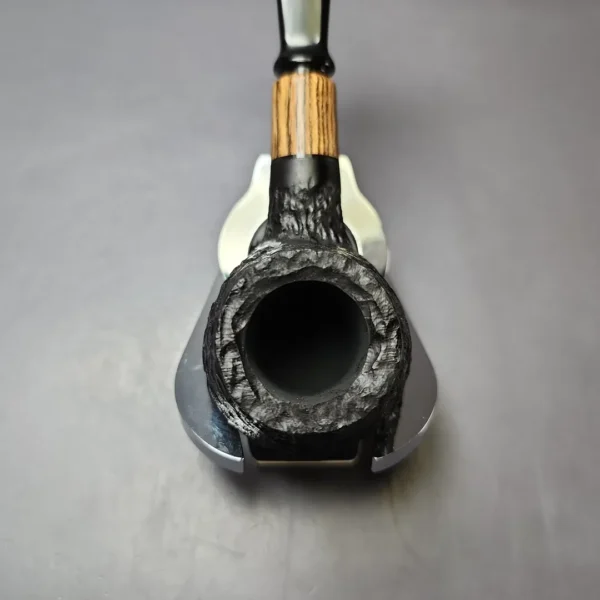 MBSD Briars by Piero Vitale Black Rusticated Author w/ Boxwood Briar Pipe, New - Image 5