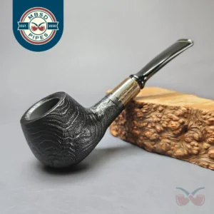 MBSD Briars by Piero Vitale Black Sandblasted Author w/ Zebrawood Briar Pipe, New