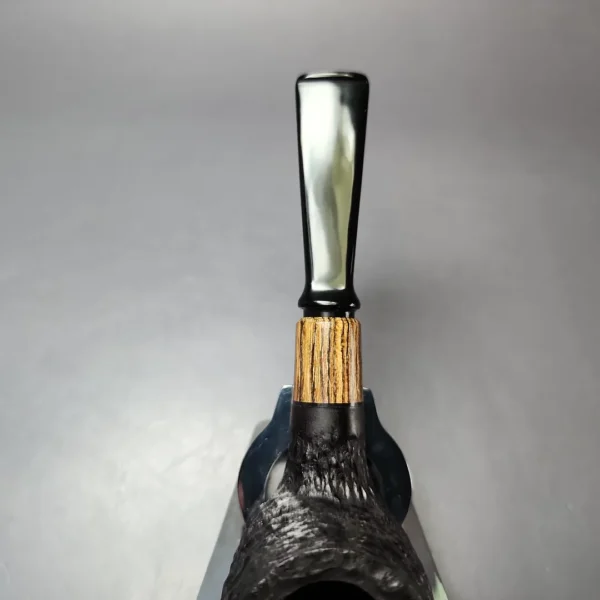 MBSD Briars by Piero Vitale Black Rusticated Author w/ Boxwood Briar Pipe, New - Image 6