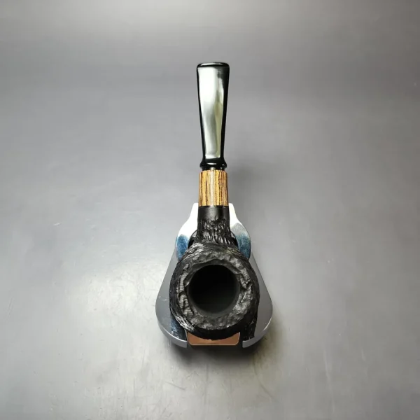 MBSD Briars by Piero Vitale Black Rusticated Author w/ Boxwood Briar Pipe, New - Image 7