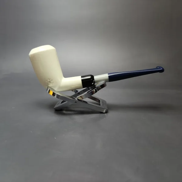 Smooth Stack Cutty w/ Blue Stem & Case Estate Block Meerschaum Pipe, Unsmoked - Image 3