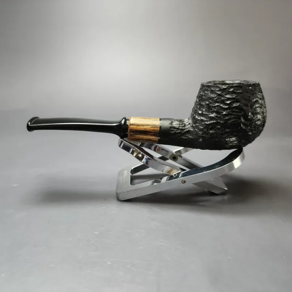 MBSD Briars by Piero Vitale Black Rusticated Author w/ Boxwood Briar Pipe, New - Image 8