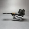 MBSD Briars by Piero Vitale Black Sandblasted Author w/ Zebrawood Briar Pipe, New - Image 4