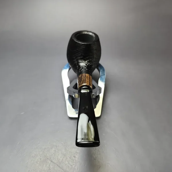MBSD Briars by Piero Vitale Black Sandblasted Author w/ Zebrawood Briar Pipe, New - Image 5