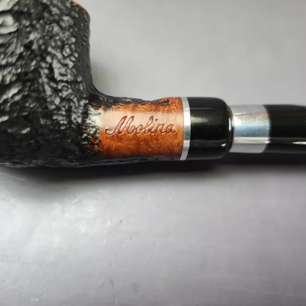 Molina 1 Partially Rusticated Pot Estate Briar Pipe, Unsmoked, 9mm - Image 10