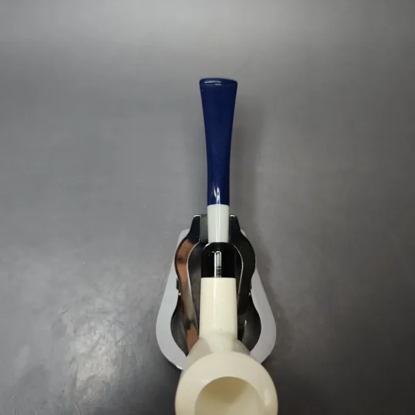 Smooth Stack Cutty w/ Blue Stem & Case Estate Block Meerschaum Pipe, Unsmoked - Image 6