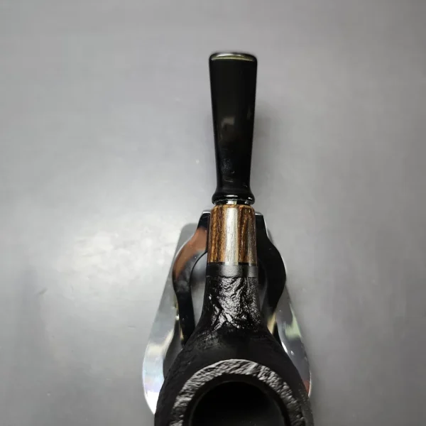 MBSD Briars by Piero Vitale Black Sandblasted Author w/ Zebrawood Briar Pipe, New - Image 7