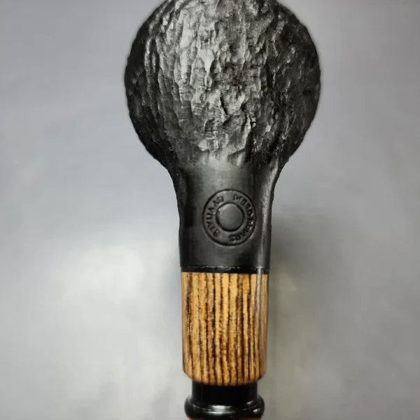 MBSD Briars by Piero Vitale Black Rusticated Author w/ Boxwood Briar Pipe, New - Image 12