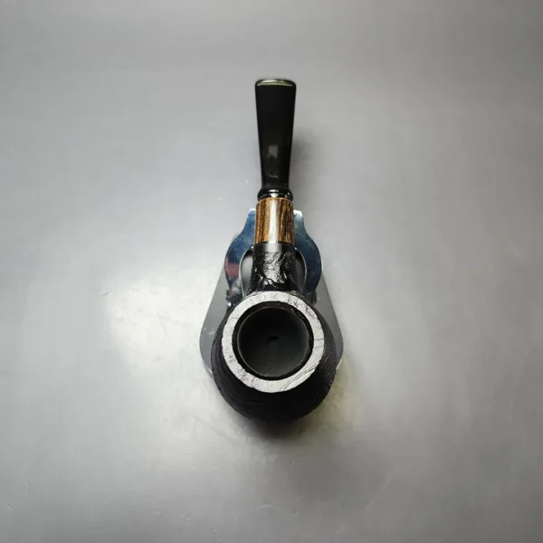 MBSD Briars by Piero Vitale Black Sandblasted Author w/ Zebrawood Briar Pipe, New - Image 8