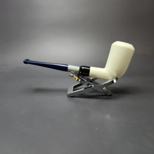 Smooth Stack Cutty w/ Blue Stem & Case Estate Block Meerschaum Pipe, Unsmoked - Image 8