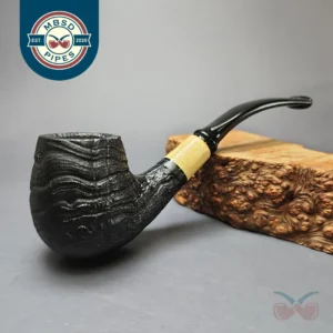 MBSD Briars by Piero Vitale Vintage Sandblasted Billiard w/ Olivewood Briar Pipe, New