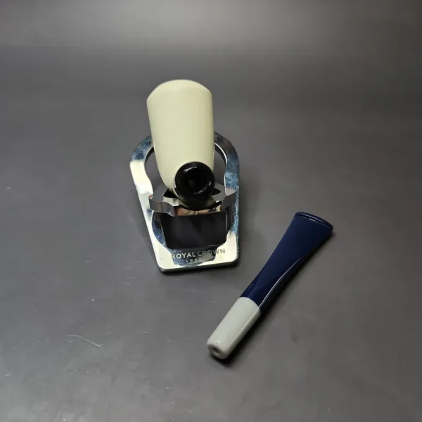 Smooth Stack Cutty w/ Blue Stem & Case Estate Block Meerschaum Pipe, Unsmoked - Image 11