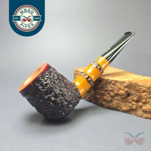 Radice Rind Partially Rusticated Billiard w/ Faux Bamboo Estate Briar Pipe, Unsmoked