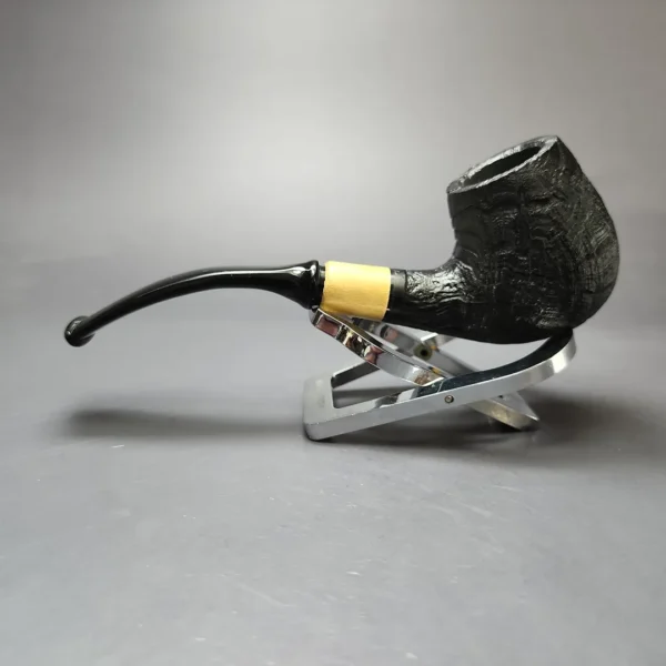 MBSD Briars by Piero Vitale Vintage Sandblasted Billiard w/ Olivewood Briar Pipe, New - Image 8