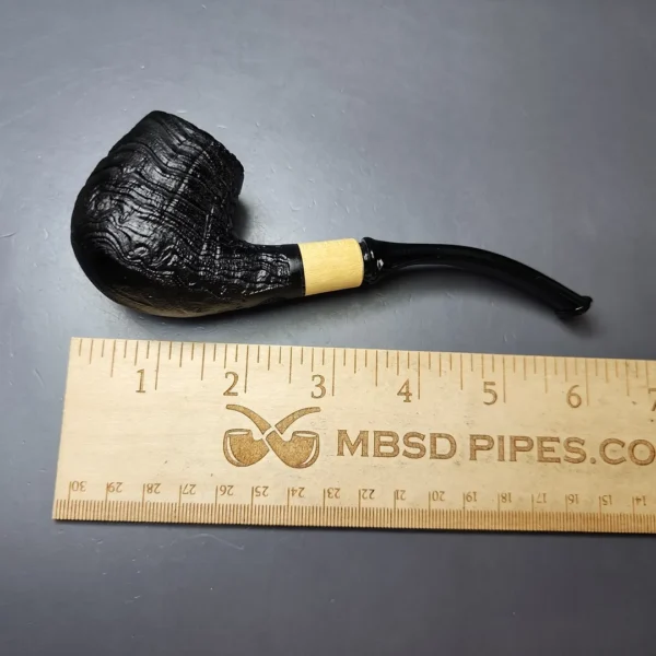 MBSD Briars by Piero Vitale Vintage Sandblasted Billiard w/ Olivewood Briar Pipe, New - Image 9