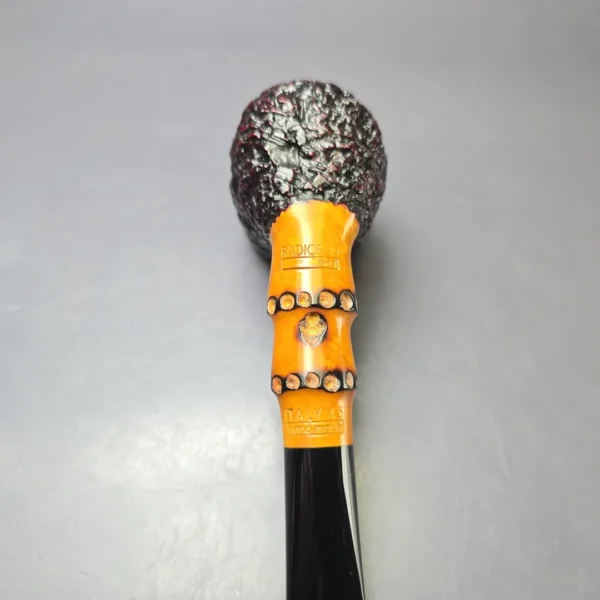 Radice Rind Partially Rusticated Billiard w/ Faux Bamboo Estate Briar Pipe, Unsmoked - Image 7