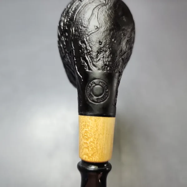 MBSD Briars by Piero Vitale Vintage Sandblasted Billiard w/ Olivewood Briar Pipe, New - Image 11