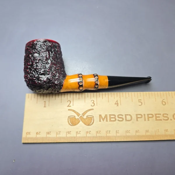 Radice Rind Partially Rusticated Billiard w/ Faux Bamboo Estate Briar Pipe, Unsmoked - Image 8